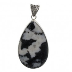 Teardrop Zebra Stone Pendant, Sterling Silver